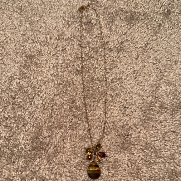 Avon Jewelry - Avon Elegant Gold Tone Necklace with Faux Tiger’s Eye Pendant